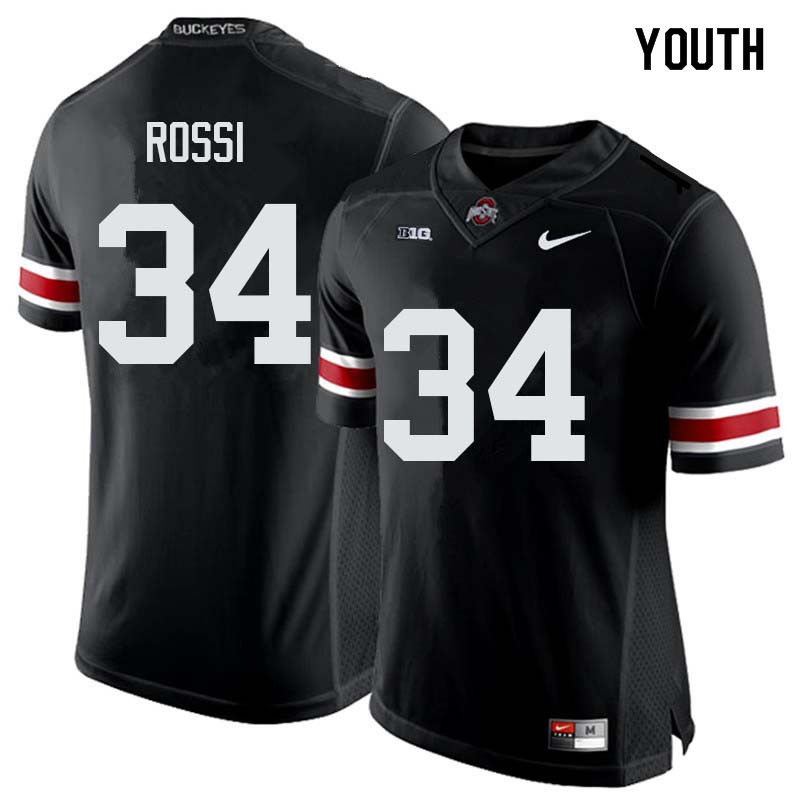 Ohio State Buckeyes Mitch Rossi Youth #34 Black Authentic Stitched College Football Jersey